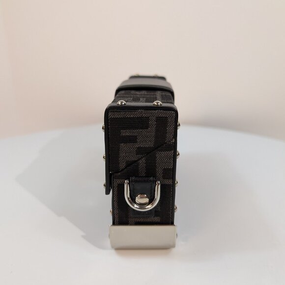 Fendi Black Baguette Trunk Mini in FF Jacquard Canvas with Upgraded Strap - Picture 6 of 16